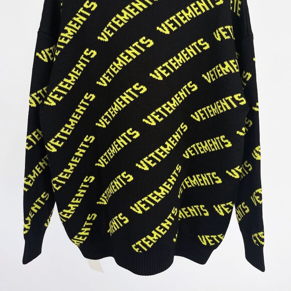 Vetements: RARE Neon All Over Monogram Pattern Logo Knit Fine Wool FW22 - Picture 8 of 16